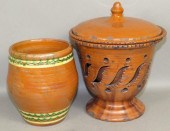 2 PIECES OF FOLK ART REDWARE B