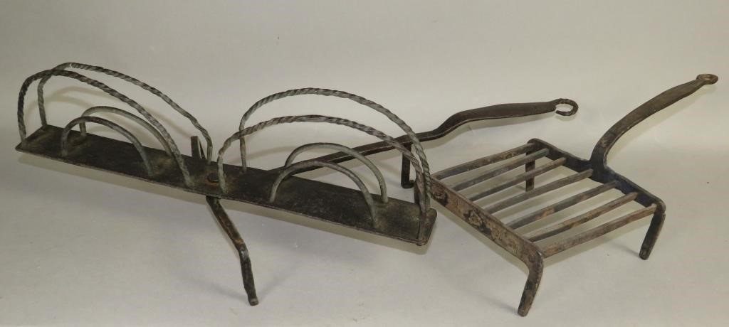 2 PIECES OF HAND WROUGHT HEARTHSIDE