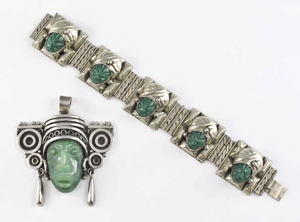 2 PIECES OF MEXICAN SILVER JEWELRY: