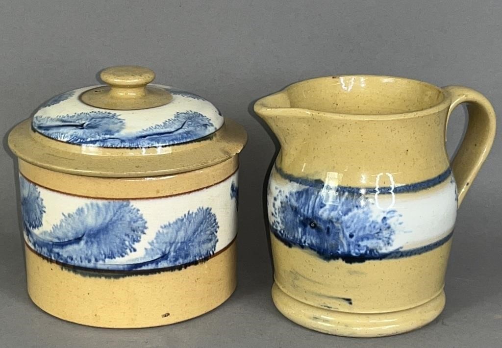 2 PIECES OF YELLOWARE WITH BLUE