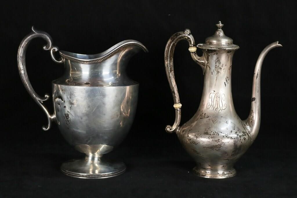 2 PIECES STERLING PITCHER &