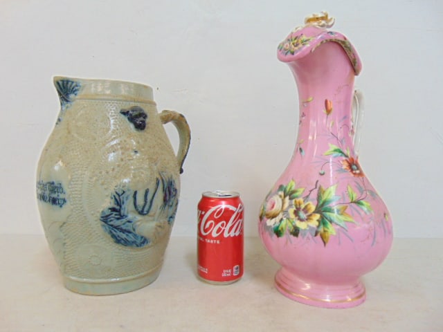 2 PITCHERS, GERMAN SALT GLAZE