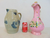2 PITCHERS, GERMAN SALT GLAZE