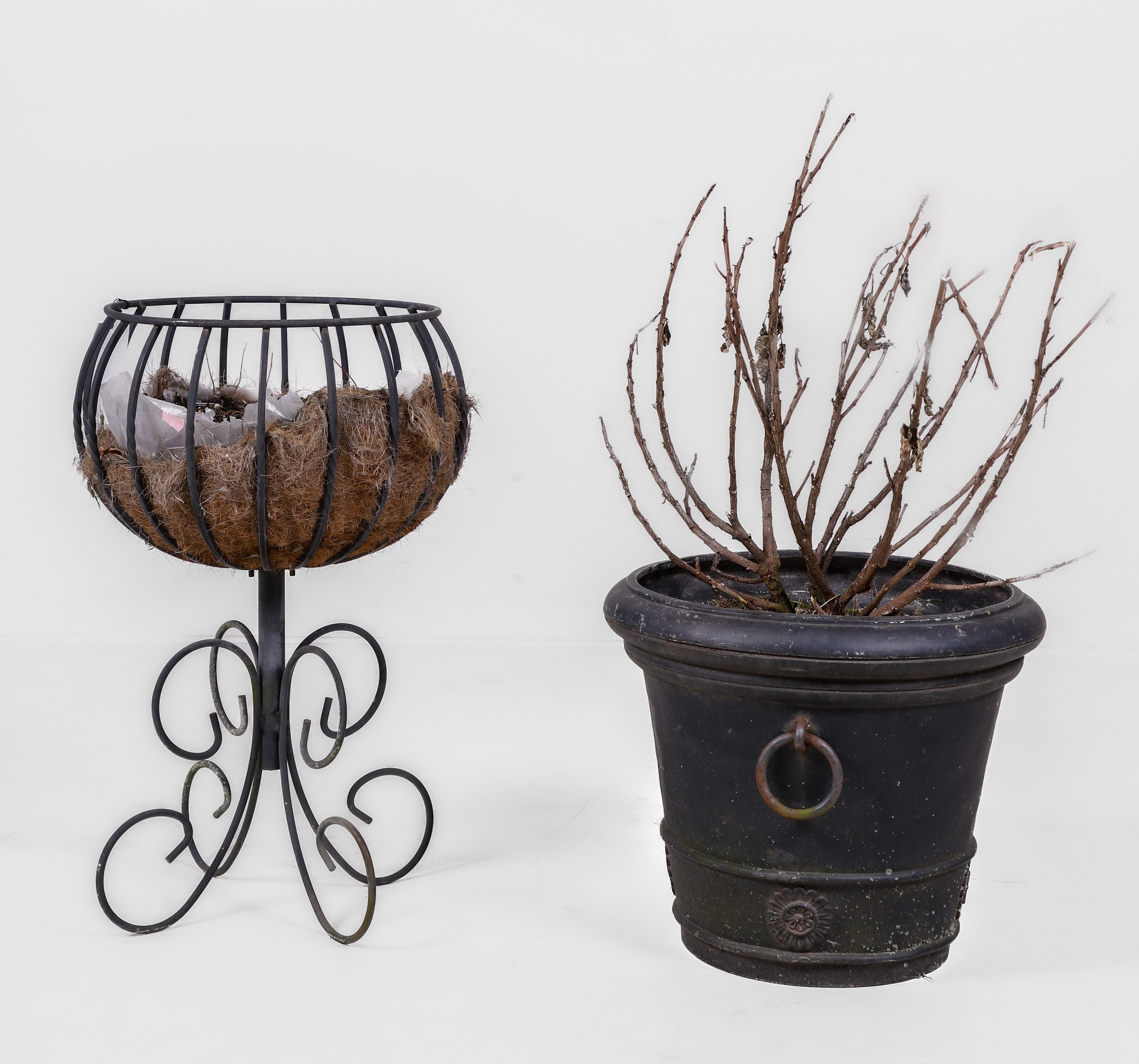 (2) Planters, plastic with metal