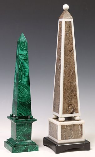 (2) POLISHED STONE OBELISKS,