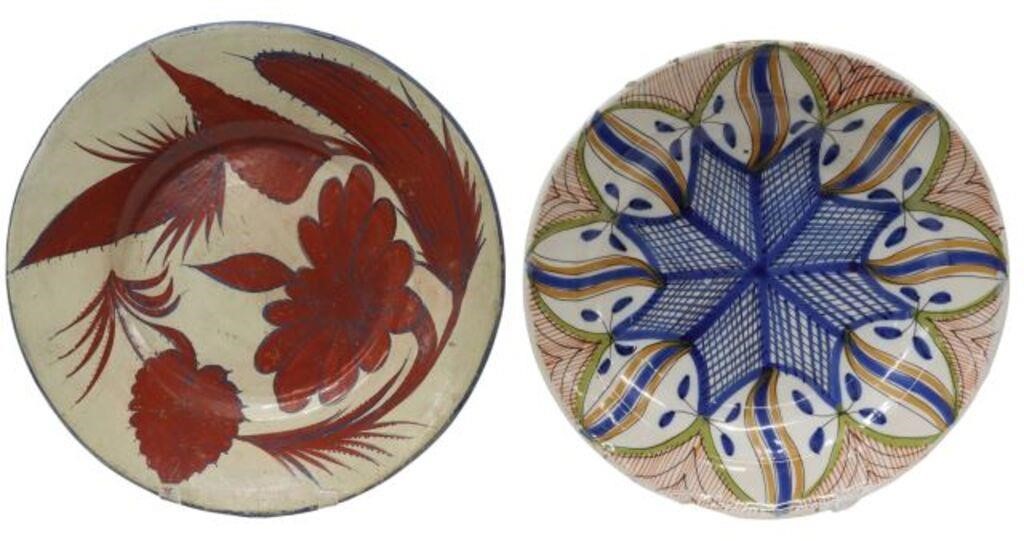 (2) POLYCHROME EARTHENWARE