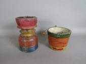 2 POLYCHROME PAINTED WOOD TURN