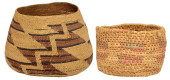 (2) POLYCHROME WOVEN BASKETS,