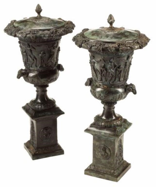 (2) POMPEIIAN STYLE PATINATED
