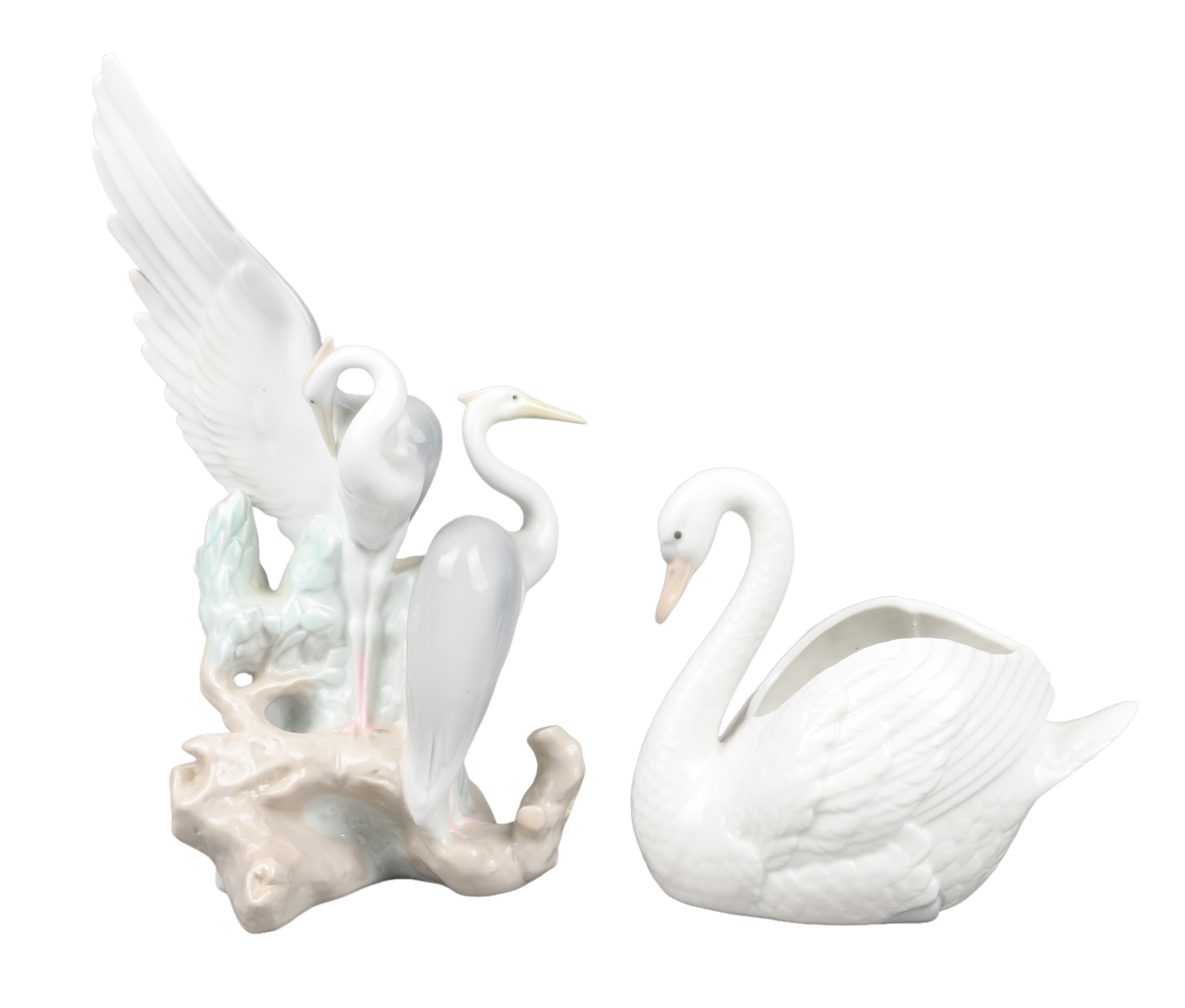 (2) Porcelain bird figurines,