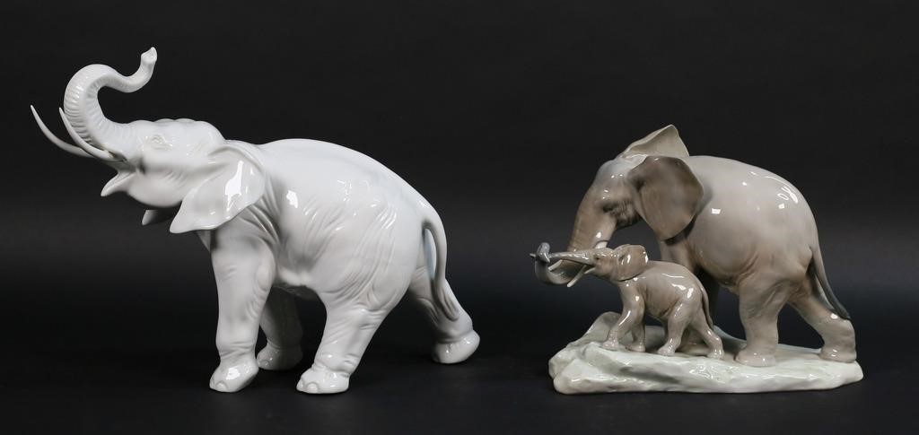 2 PORCELAIN ELEPHANTS ROYAL DUX &