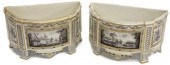 (2) PORCELAIN GRISAILLE BOUQUE