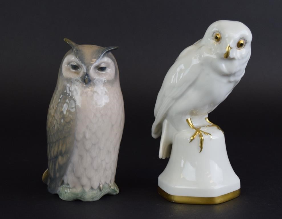 2 PORCELAIN OWL FIGURINES2
