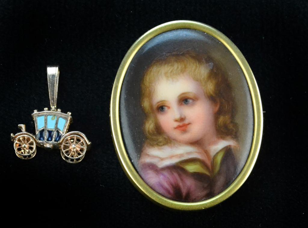 (2) Porcelain Portrait Pendant
