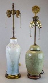 2 PORCELAIN TABLE LAMPSCeladon