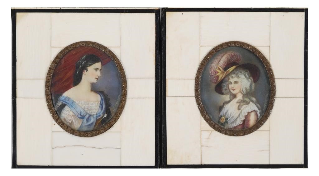 (2) PORTRAITS ON IVORY, IVORY