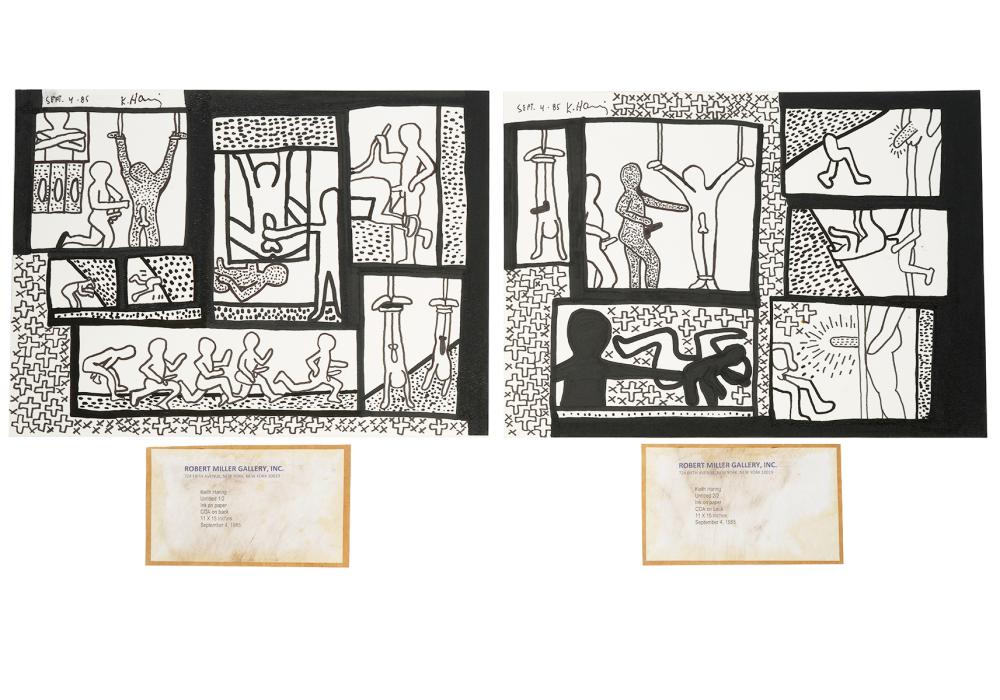 2 POSSIBLY KEITH HARING INK