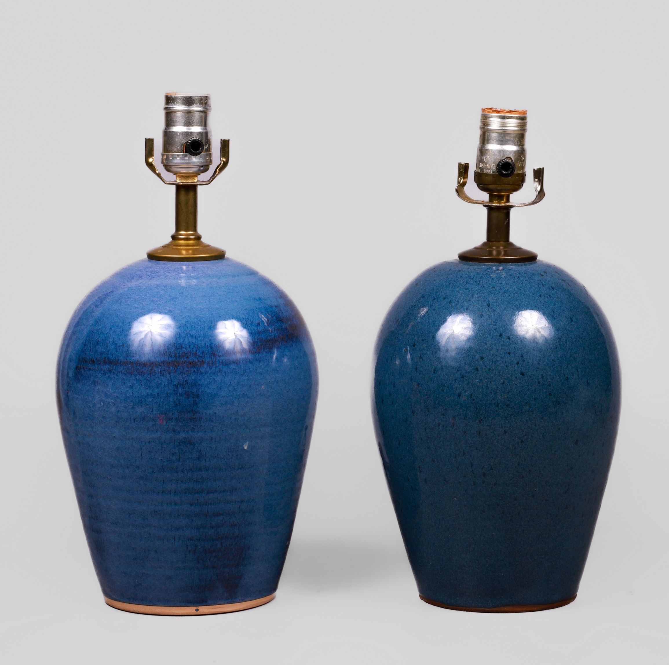 (2) Pottery blue/green glazed table