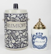 (2) Pottery canisters, c/o Del