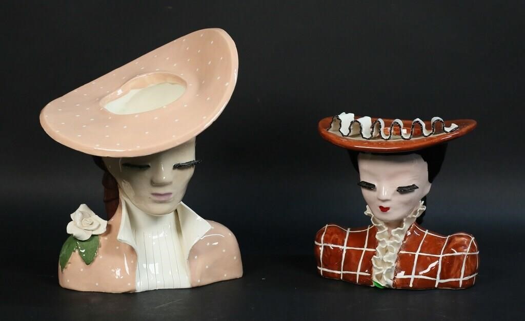 2 POTTERY HEAD VASES BETTY LOU