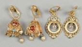 2 PR 14K EARRINGS W/ DIAMONDS