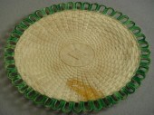 2 pr Leeds pearlware green fea