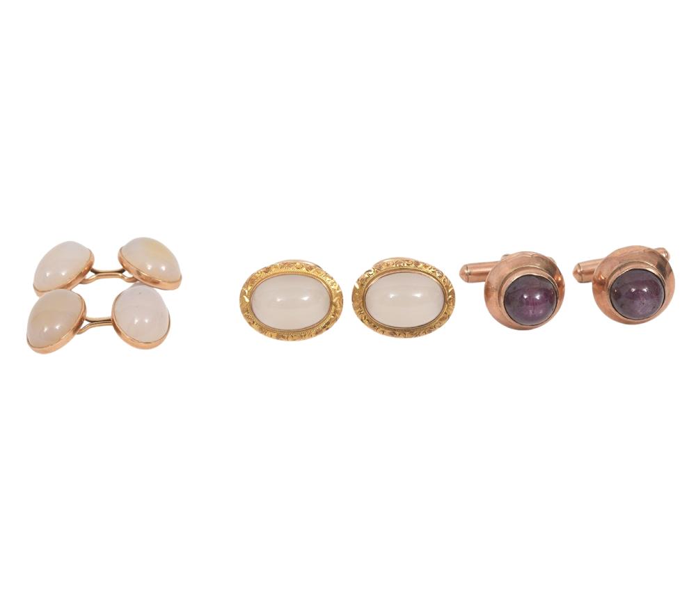 2 PR. MOONSTONE CUFFLINKS & PR.