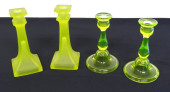 2 PR OF DECO ERA URANIUM GLASS