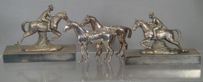 2 pr plated silver figural horse