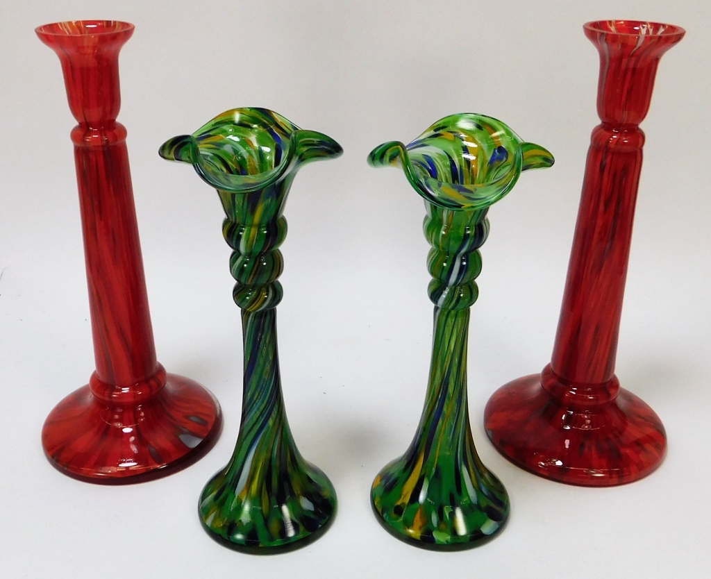 2 PR WELZ CANDLESTICK BOHEMIAN