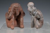 (2) PRECOLUMBIAN POTTERY FIGUR