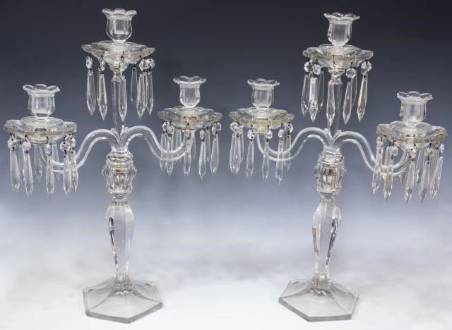 (2) PRESSED GLASS THREE-LIGHT