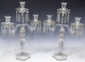 (2) PRESSED GLASS THREE-LIGHT