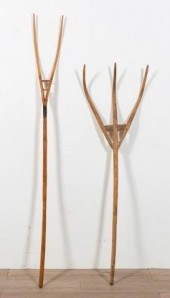 2 PRIMITIVE WOODEN HAY RAKES2
