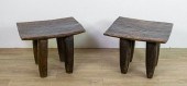 2 PRIMITIVE WOODEN SIDE TABLES
