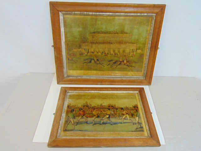 2 PRINTS, BOXING MATCH & HORSE