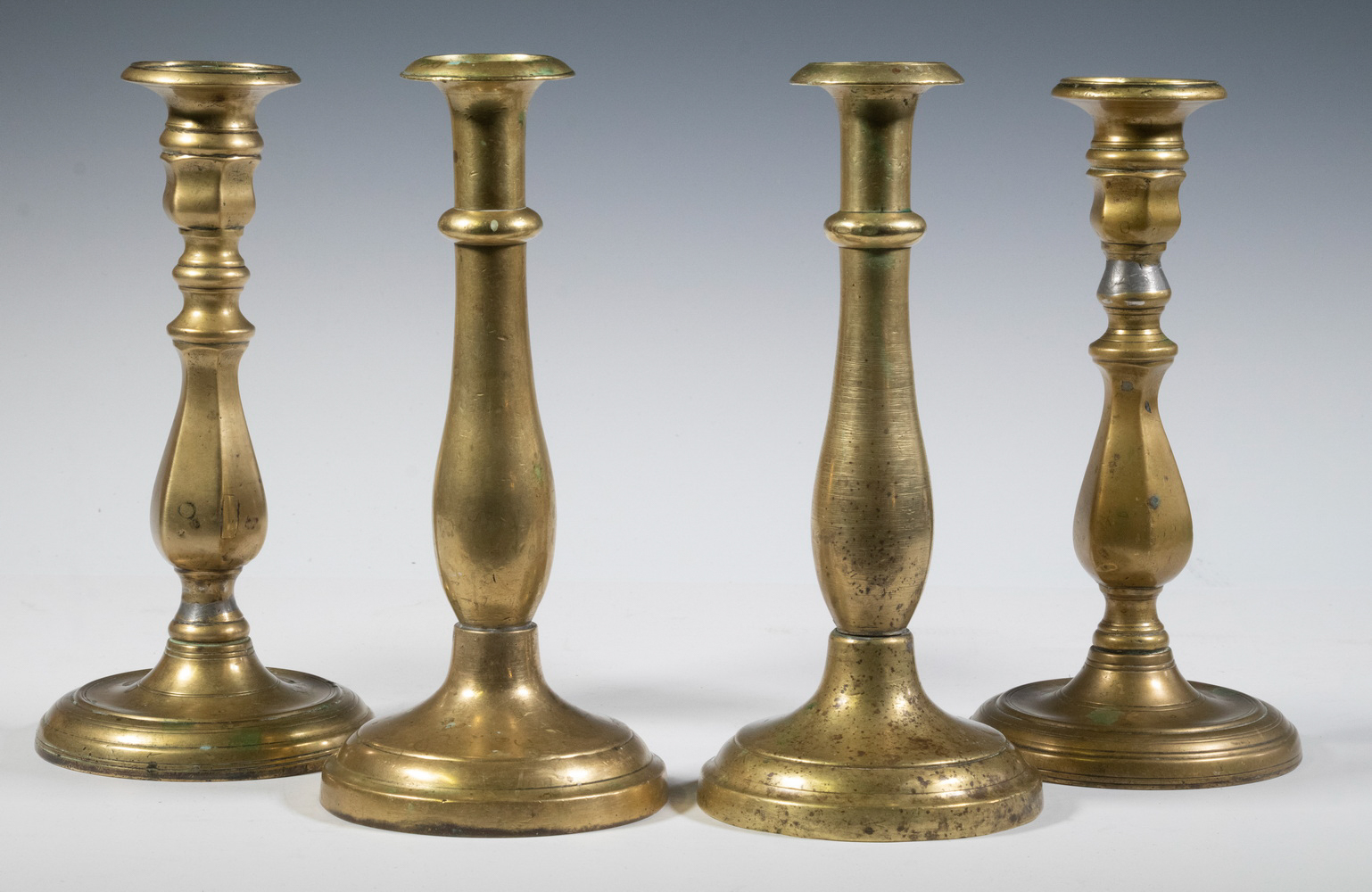 (2 PRS) EARLY BRASS CANDLESTICKS