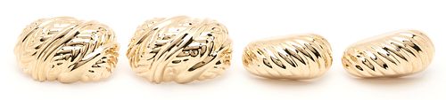 2 PRS. LADIES' OVAL 14K EARRINGS1st