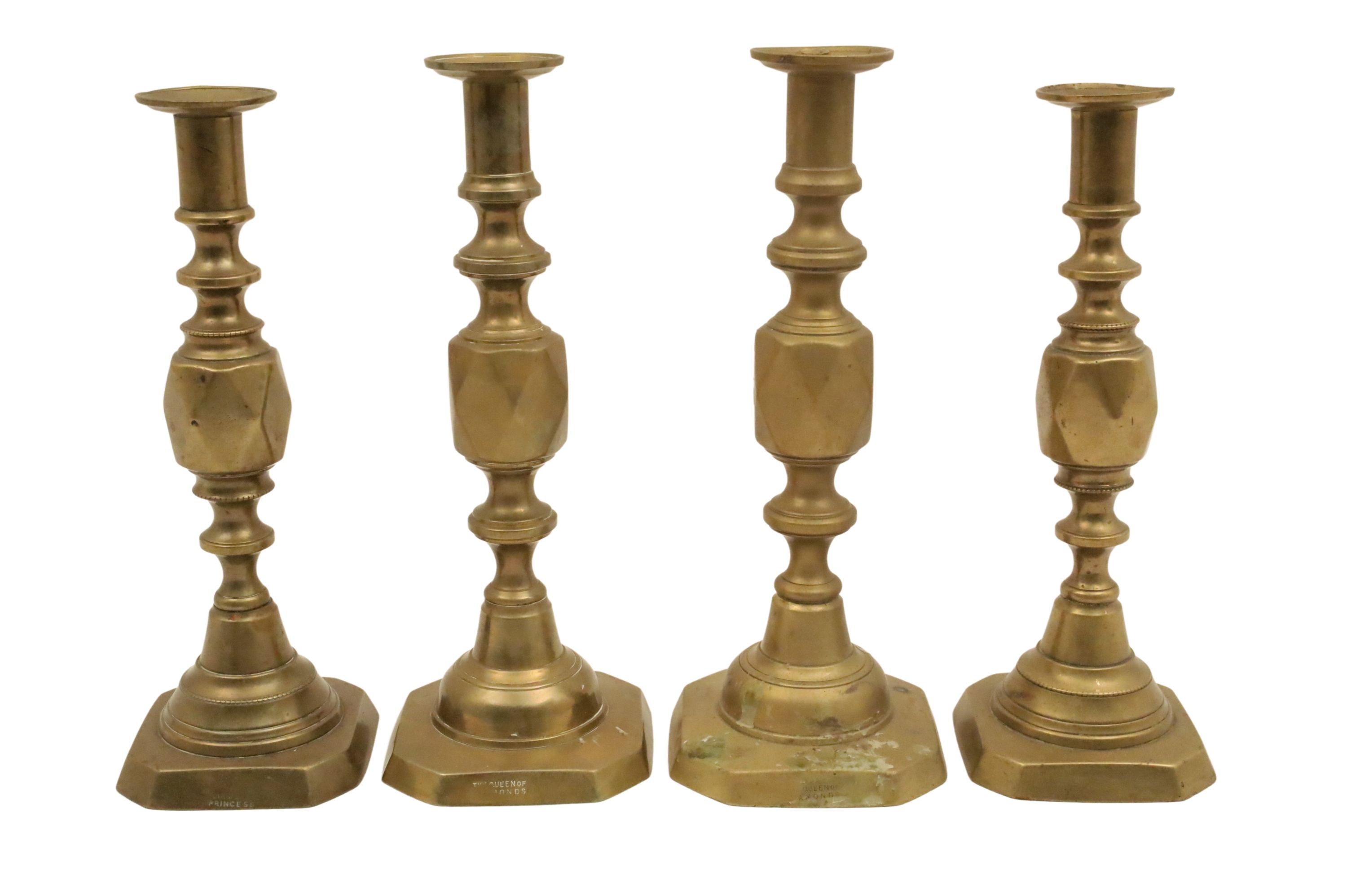 2 PRS. OF ANTIQUE DIAMOND BRASS