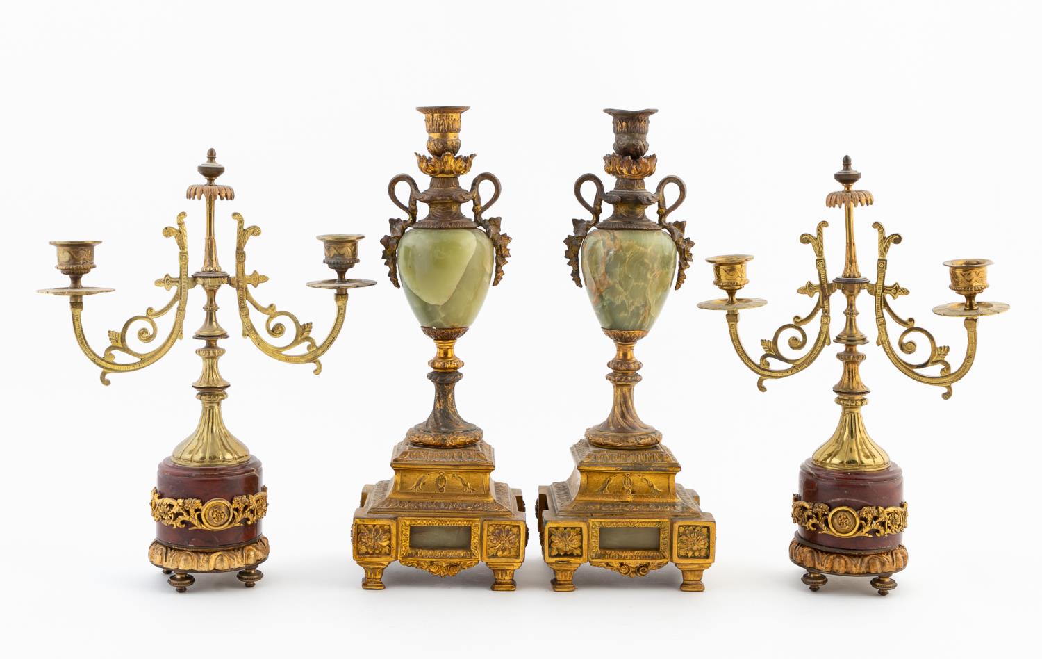 2 PRS. OF FRENCH CANDLESTICKS, ONYX