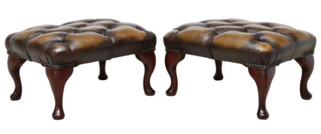 (2) QUEEN ANNE STYLE BROWN