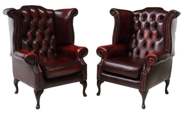 (2) QUEEN ANNE STYLE LEATHER