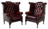(2) QUEEN ANNE STYLE LEATHER W