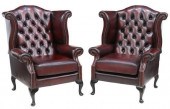 (2) QUEEN ANNE STYLE LEATHER W