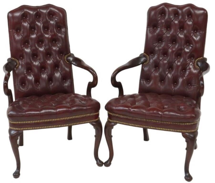 (2) QUEEN ANNE STYLE OXBLOOD