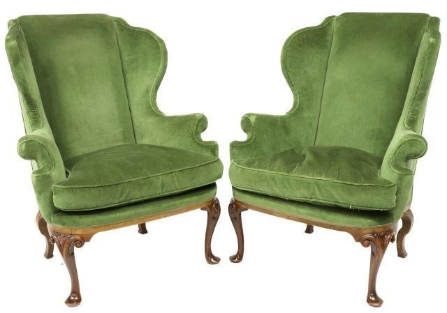 2) QUEEN ANNE STYLE UPHOLSTERED