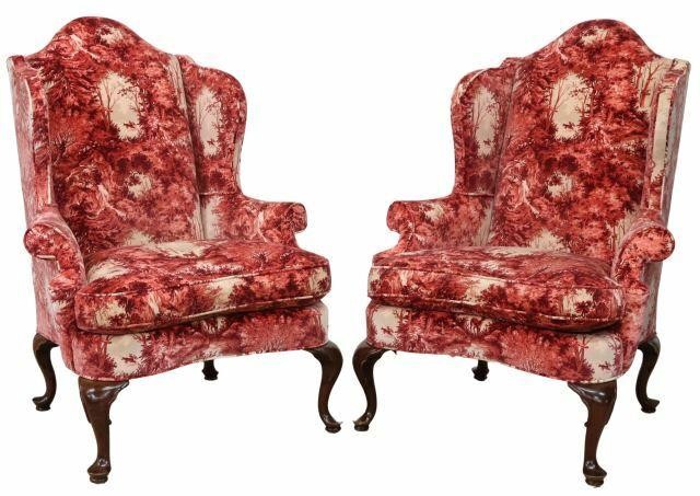 (2) QUEEN ANNE STYLE VELVET