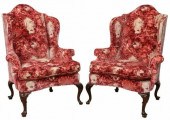 (2) QUEEN ANNE STYLE VELVET WI
