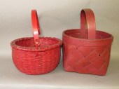 2 RED PAINTED HANDLED BASKETSc