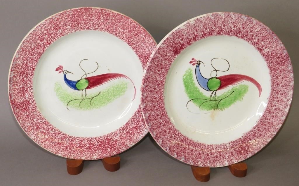 2 RED SPATTER BORDER PEAFOWL